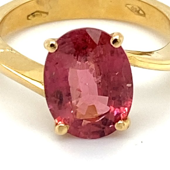 Rubellite 2.72ct Solid 18K Yellow Gold Ring - Picture 7 of 7